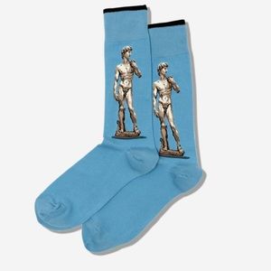 HOTSOX Michelangelo’s David blue dress socks with black band-NWT-2 available